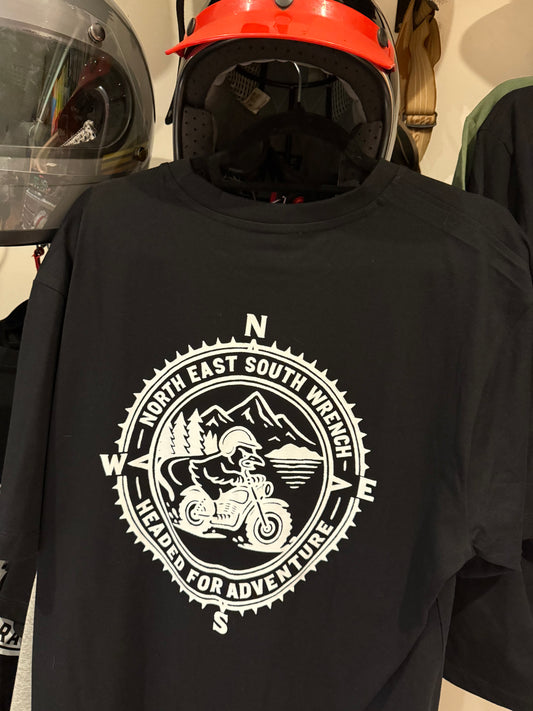 CHICKEN SHED MOTORCYCLES NORTH, SOUTH, EAST WRENCH T SHIRT
