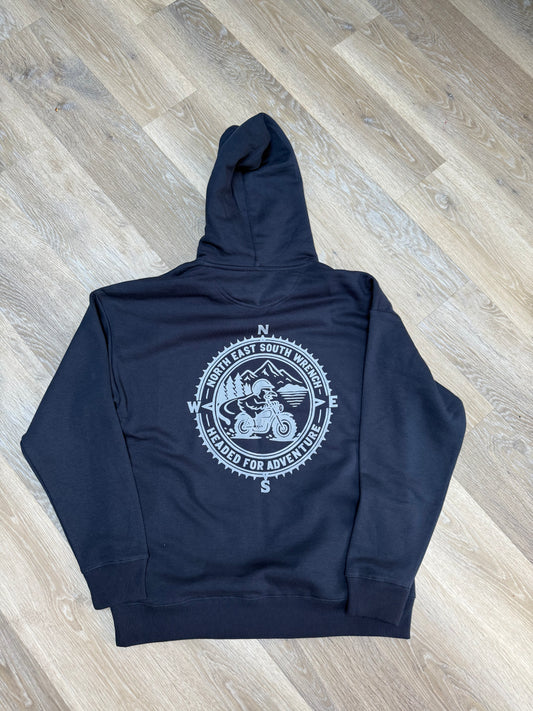 CHICKEN SHED MOTORCYCLES NORTH, SOUTH EAST WRENCH COMPASS HOODIE