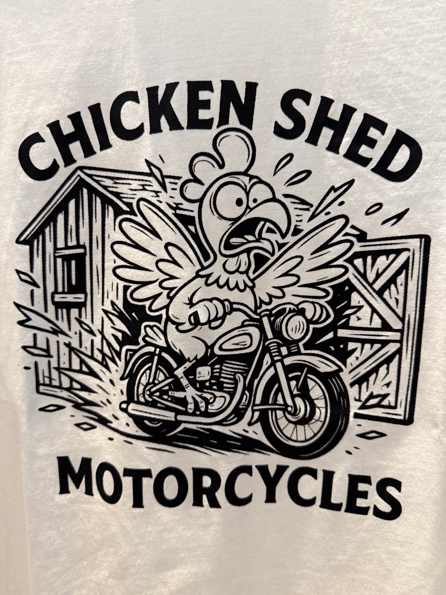 Crazy Chicken Back Print Short Sleeve T Shirt