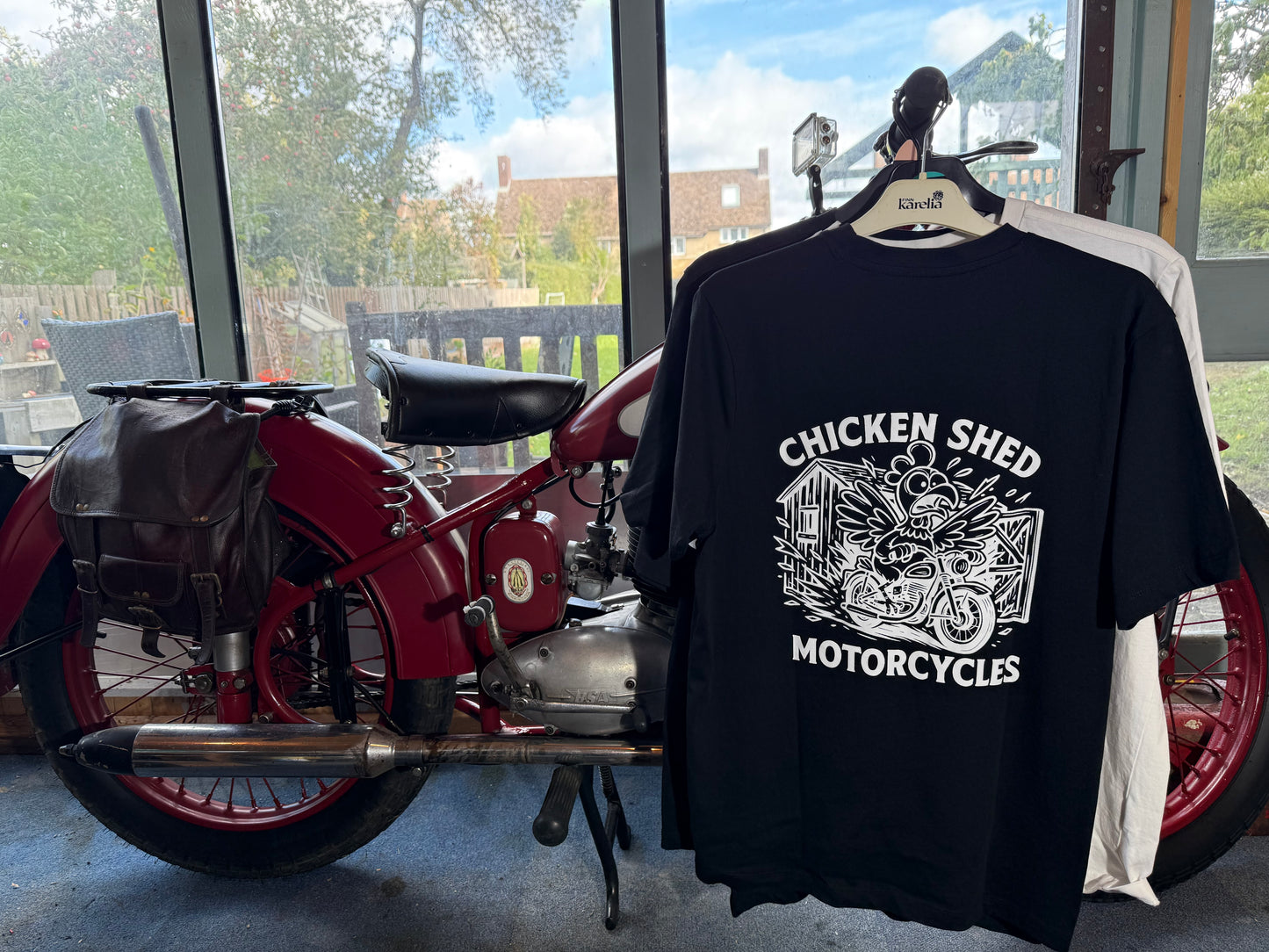 Crazy Chicken Back Print Short Sleeve T Shirt