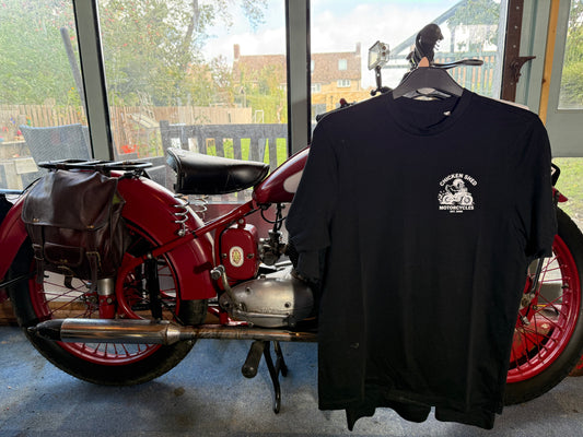 CHICKEN SHED MOTORCYCLE SCRAMBLER SHORT SLEEVE T SHIRT