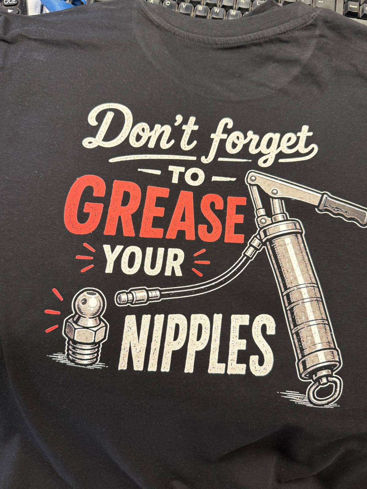 Chicken Shed Motorcycles Short Sleeve Grease Nipples T Shirt Back Print