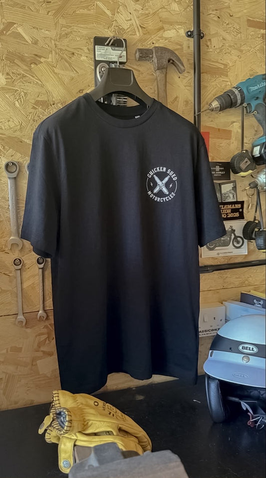 Chicken Shed Motorcycles Short Sleeve Spark Plug T Shirt Front