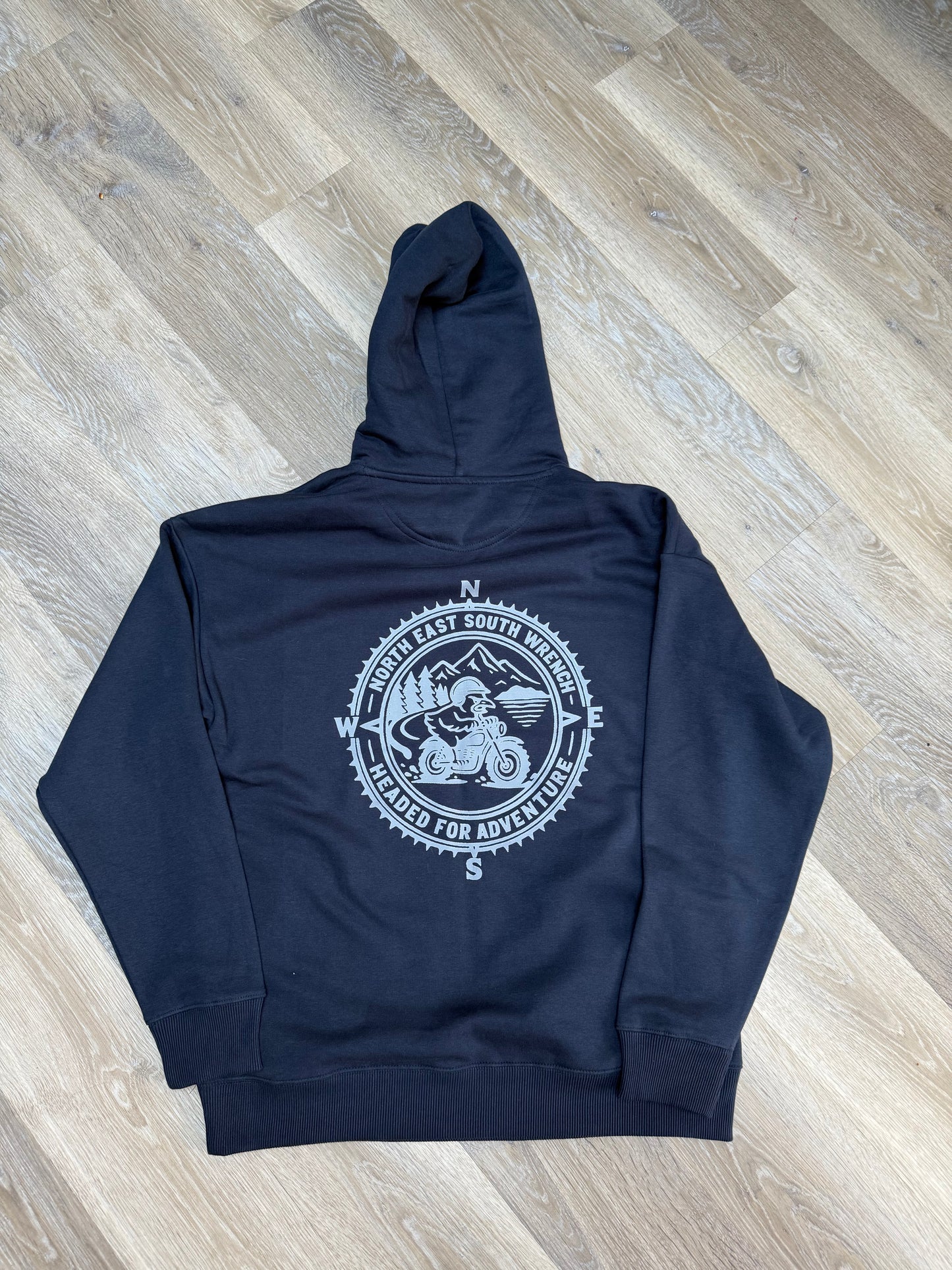 CHICKEN SHED MOTORCYCLES NORTH, SOUTH EAST WRENCH COMPASS HOODIE