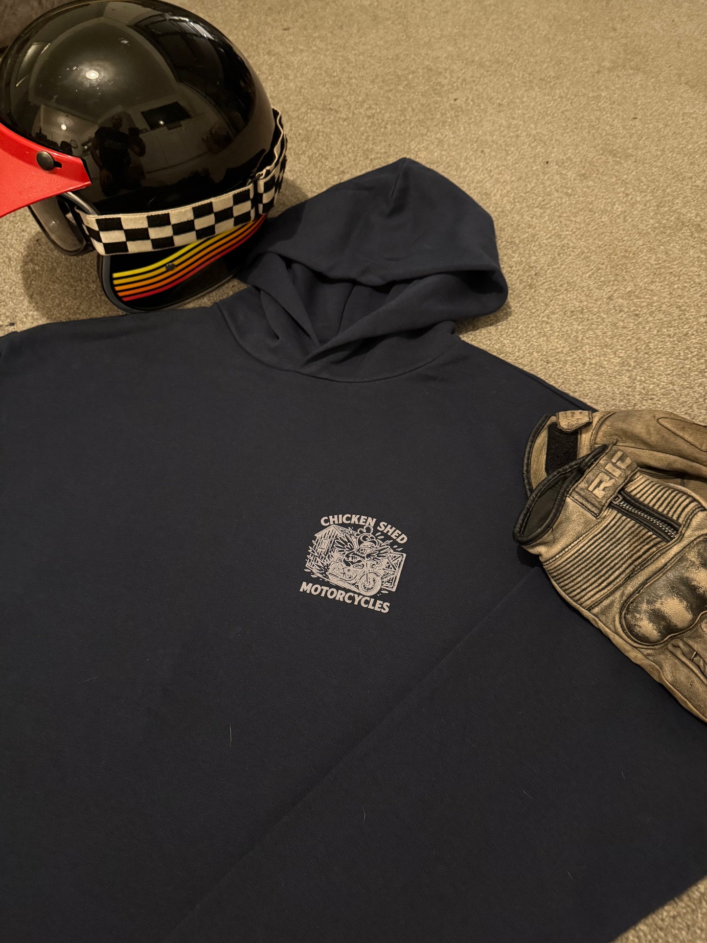 CHICKEN SHED MOTORCYCLES NORTH, SOUTH EAST WRENCH COMPASS HOODIE