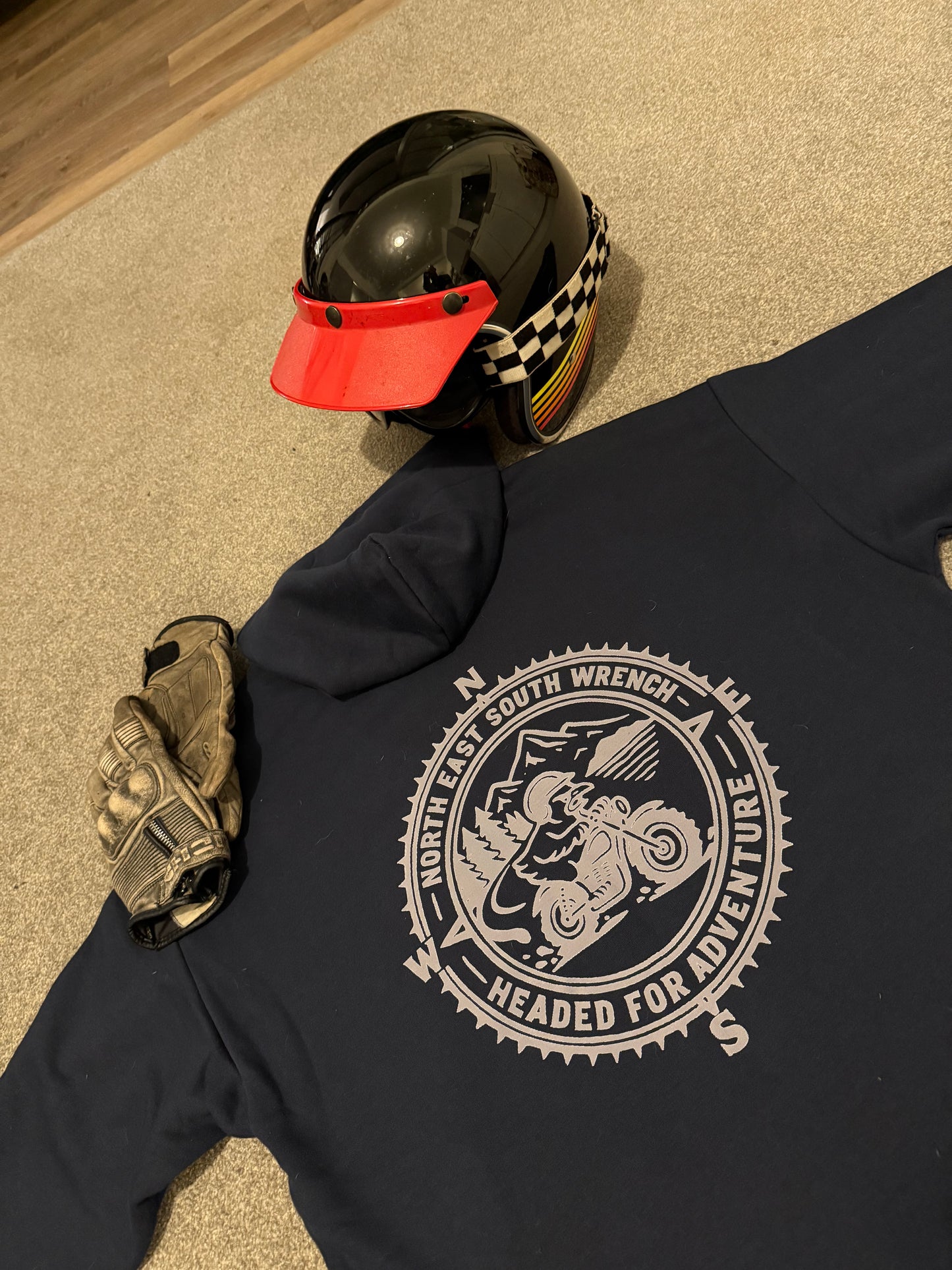 CHICKEN SHED MOTORCYCLES NORTH, SOUTH EAST WRENCH COMPASS HOODIE