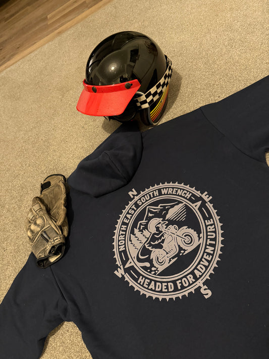 CHICKEN SHED MOTORCYCLES NORTH, SOUTH EAST WRENCH COMPASS HOODIE